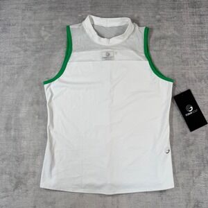 Foray Golf Summer Friday Mesh Top Women Large White Mock Neck Sleeveless NWT